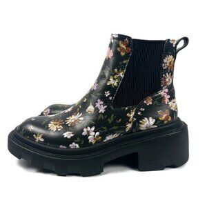 Sanctuary Womens‎ Floral Chunky Heel Lug Sole Chelsea Boots Size 5 Whimsigoth